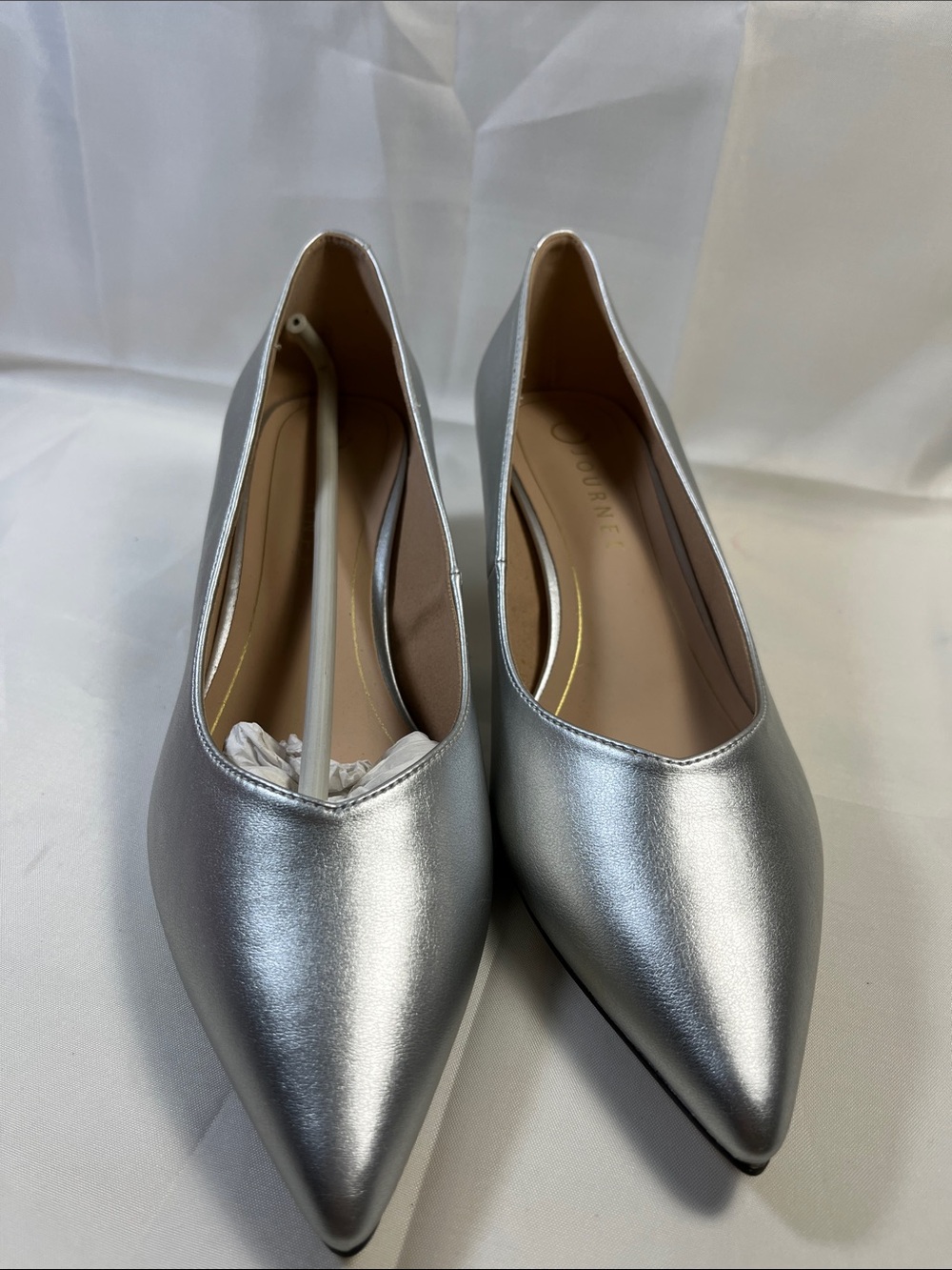 Journee Collection Silver Pointed Toe Flats